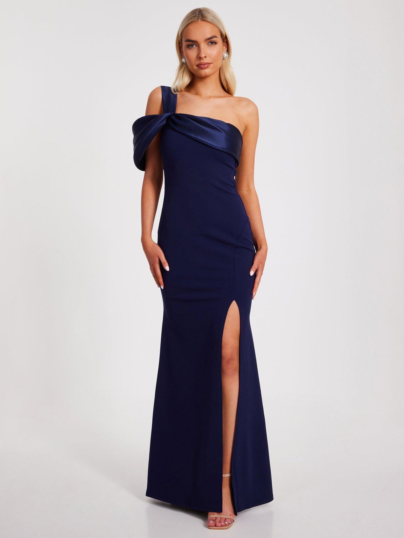 undefined Navy One Shoulder Maxi Dress