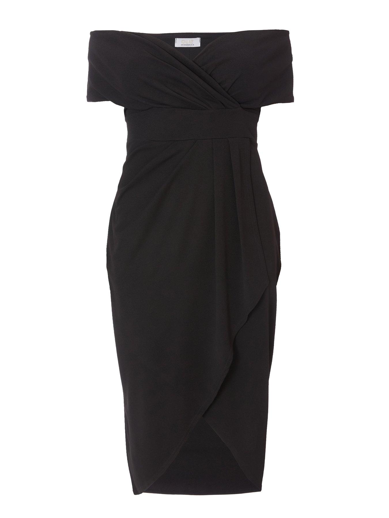  image of quiz-curve-black-bardot-midi-dress