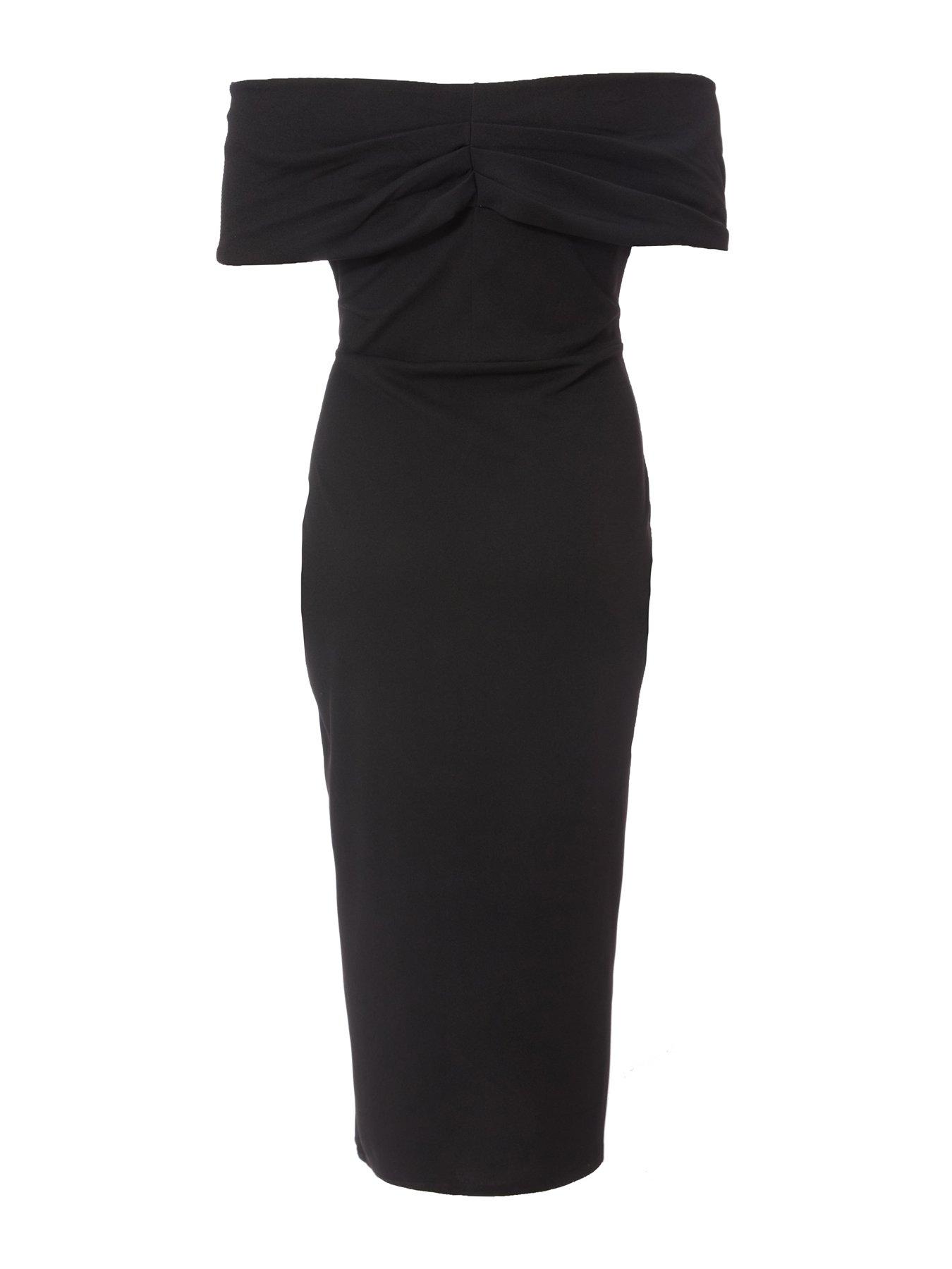  image of quiz-curve-black-bardot-midi-dress