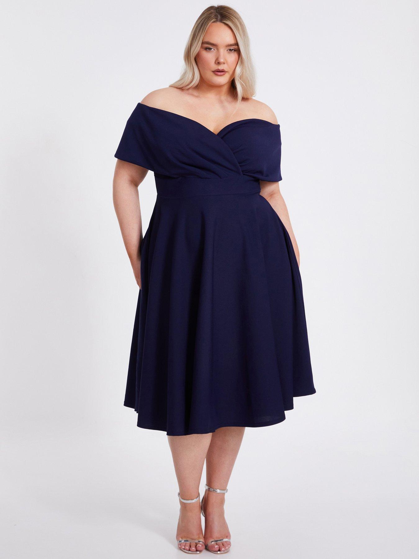 quiz-curve-navy-bardot-midi-dress
