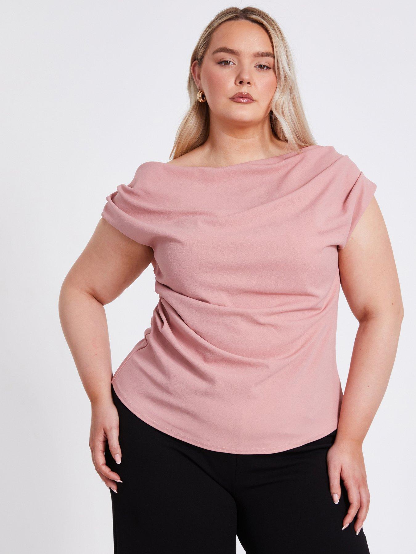 undefined Curve Pink Drape Neck Top