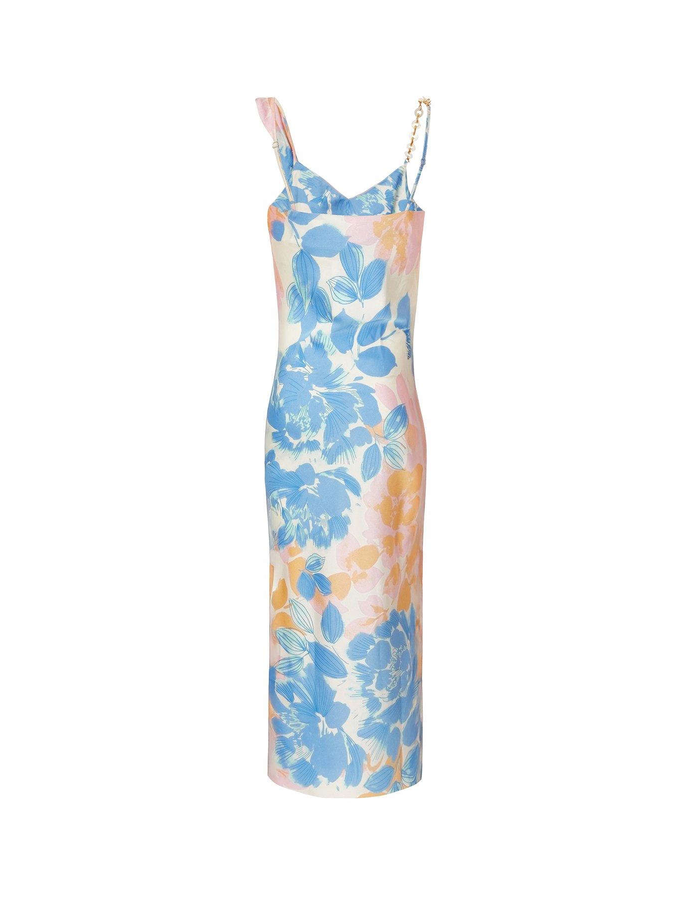  image of quiz-blue-floral-print-satin-midaxi-dress