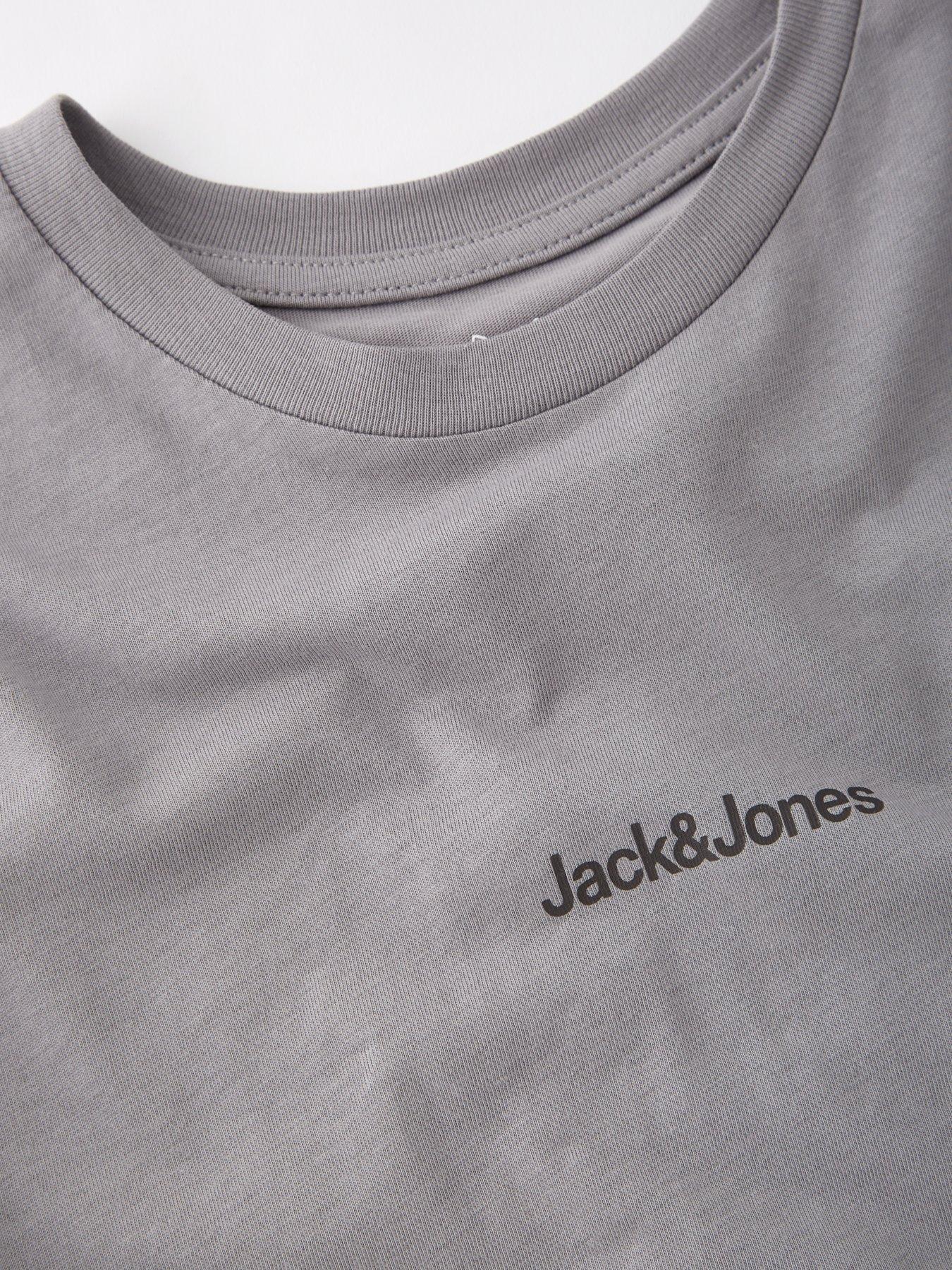 Image 4 of 6 of Jack & Jones Junior Boys Mountain Back Print Short Sleeve T-Shirt - Grey
