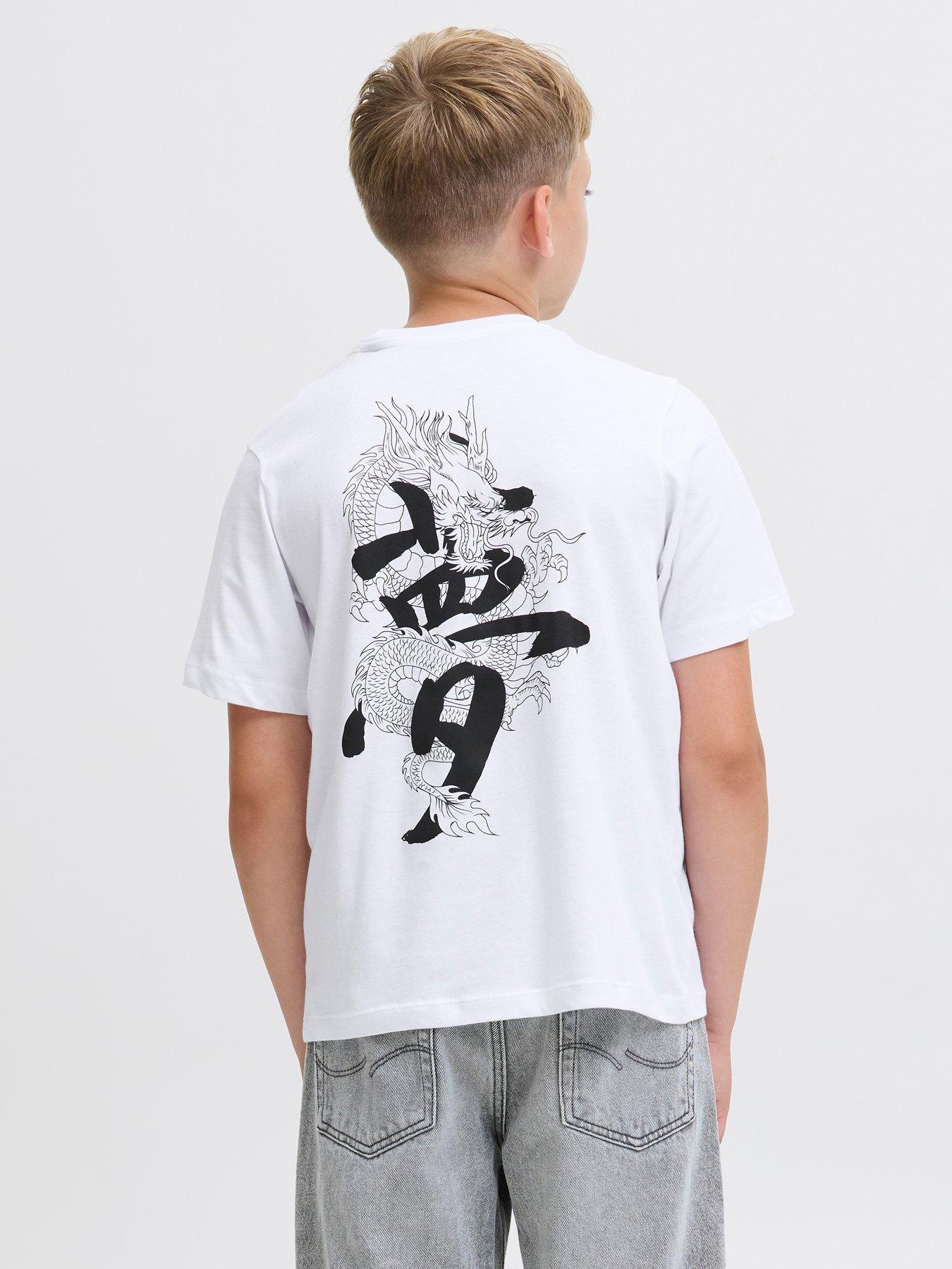 undefined Boys Miko Back Print Short Sleeve T-Shirt - White
