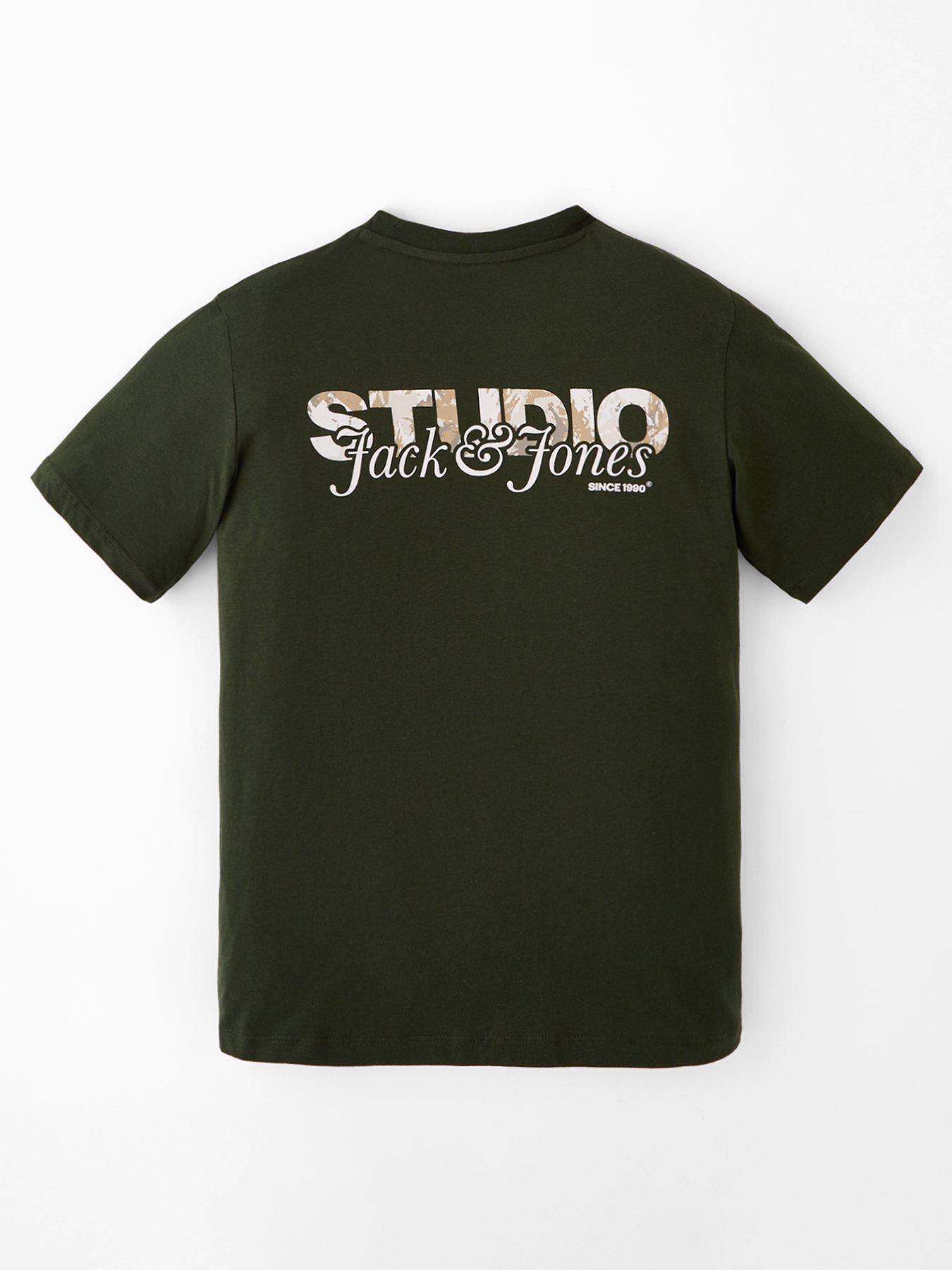 back image of jack-jones-junior-boys-yuki-studio-back-print-short-sleeve-t-shirt-khaki