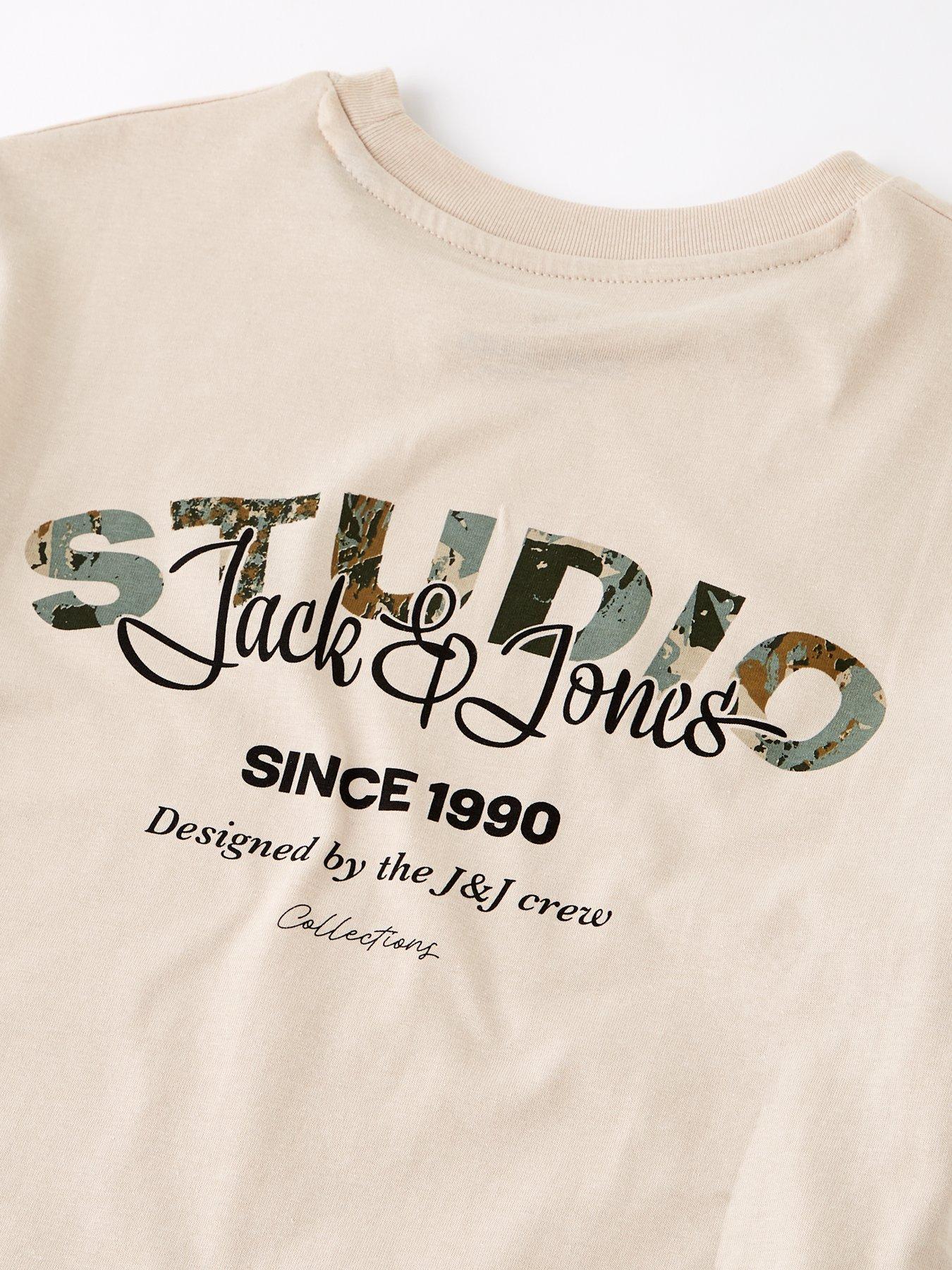  image of jack-jones-junior-boys-yuki-studio-back-print-short-sleeve-t-shirt-beige