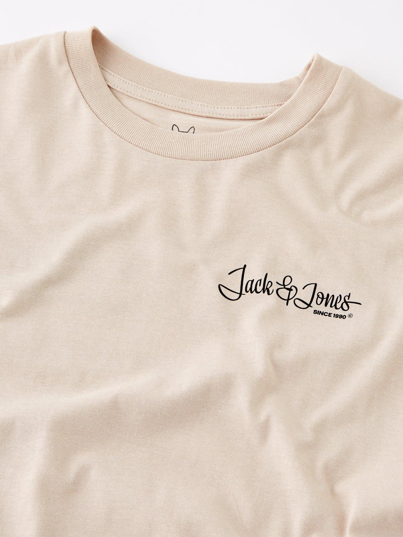  image of jack-jones-junior-boys-yuki-studio-back-print-short-sleeve-t-shirt-beige