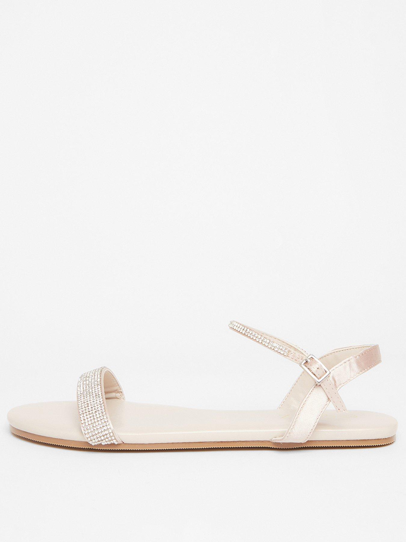  image of quiz-nude-diamante-flat-sandals