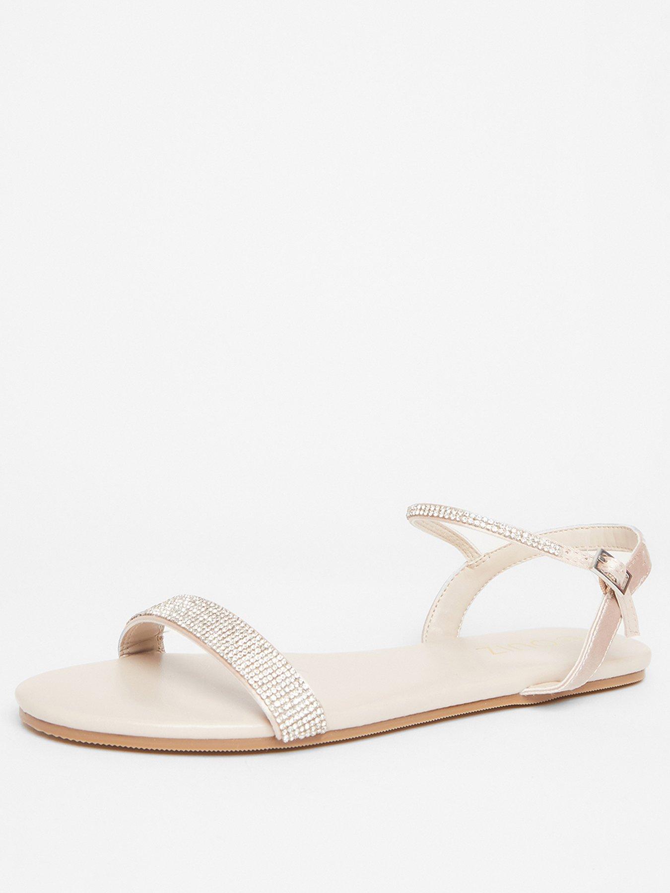  image of quiz-nude-diamante-flat-sandals