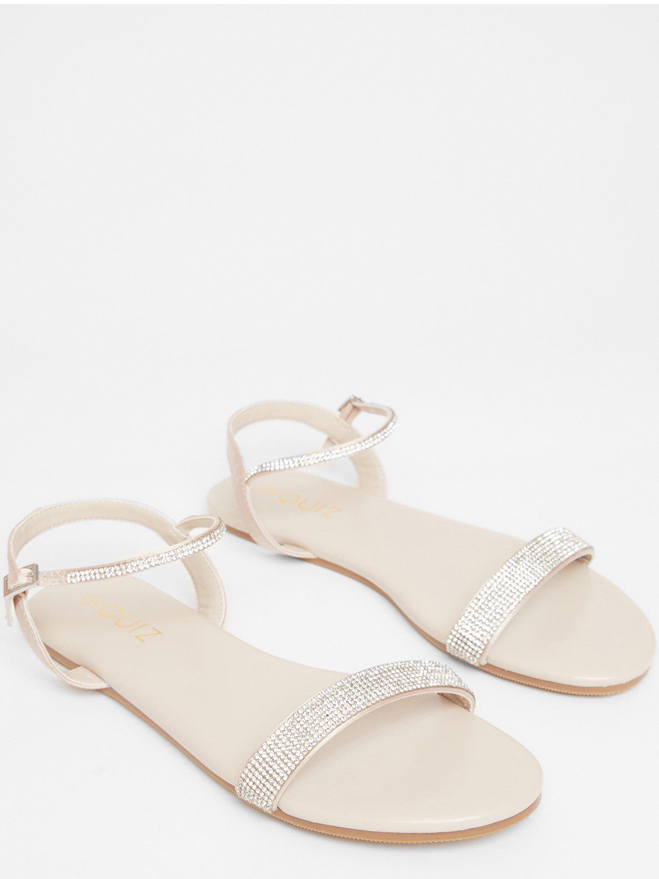  image of quiz-nude-diamante-flat-sandals