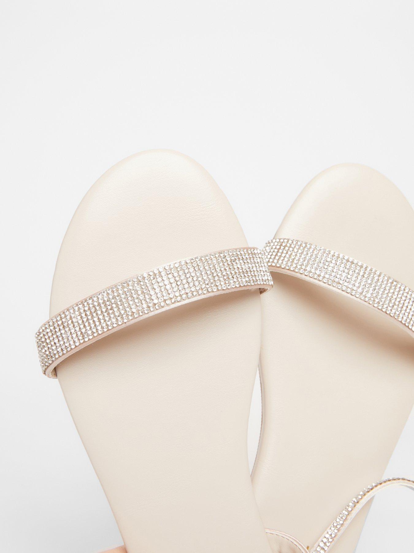  image of quiz-nude-diamante-flat-sandals