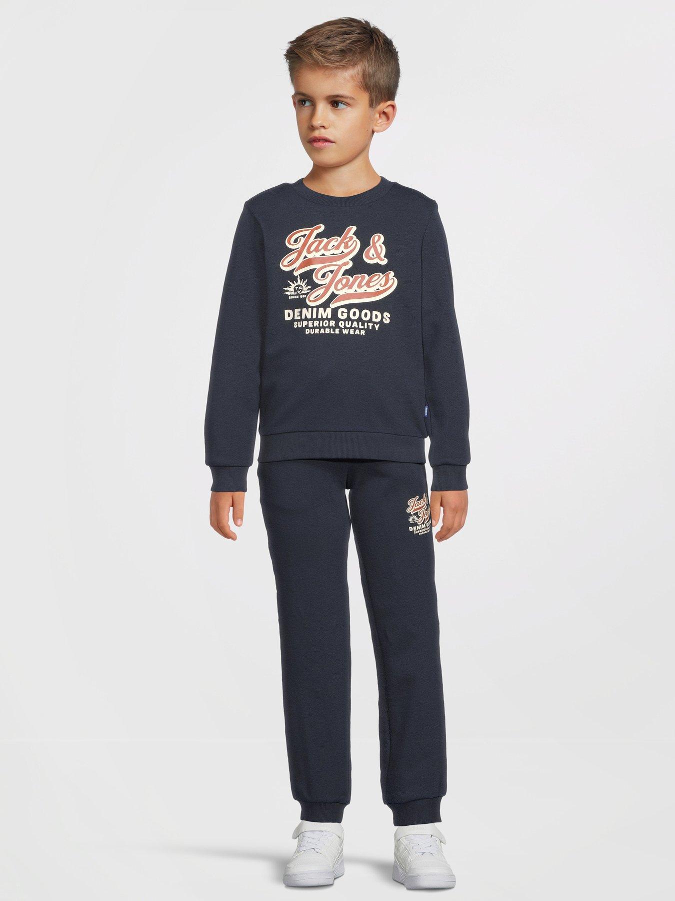  image of jack-jones-mini-younger-boys-2-piece-logo-sweat-joggers-navy