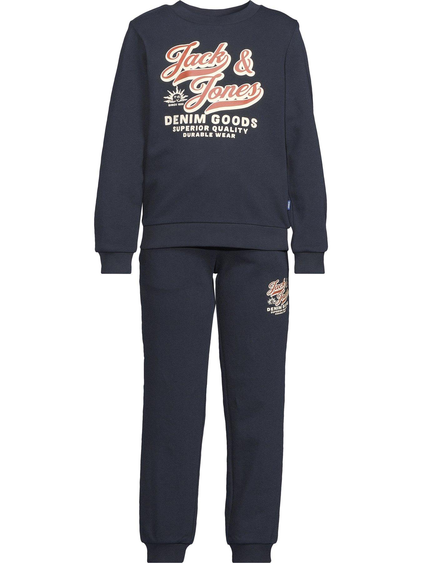  image of jack-jones-mini-younger-boys-2-piece-logo-sweat-joggers-navy