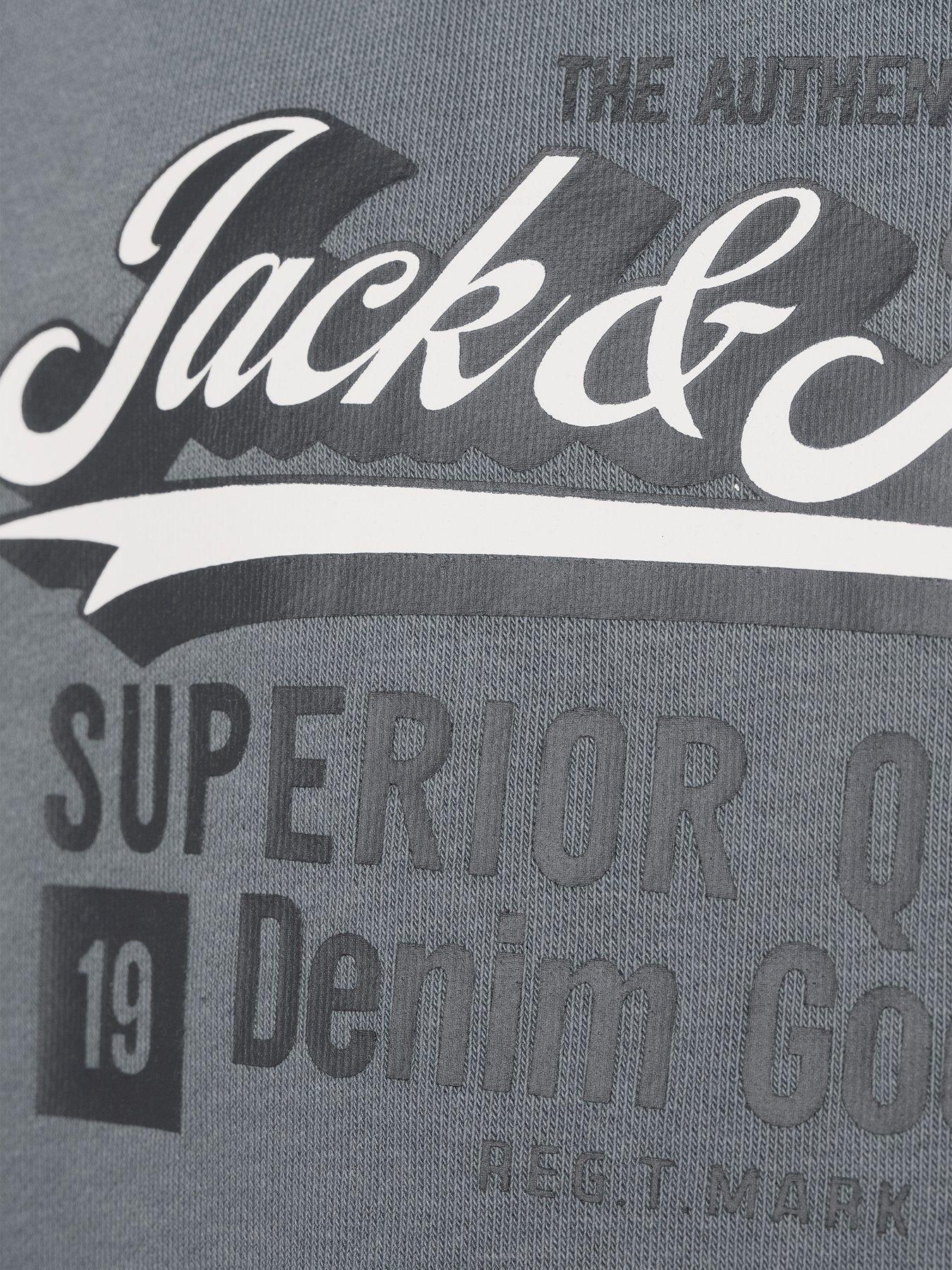  image of jack-jones-mini-younger-boys-2-piece-logo-sweat-joggers-grey