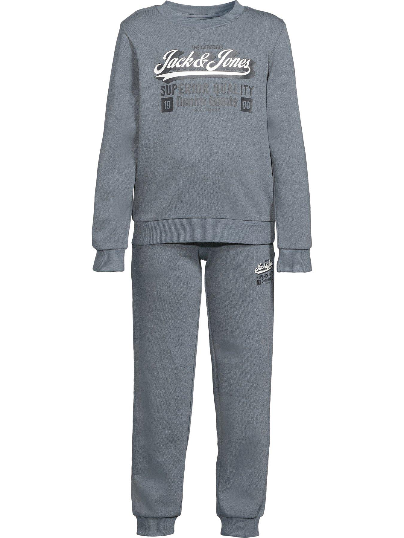  image of jack-jones-mini-younger-boys-2-piece-logo-sweat-joggers-grey