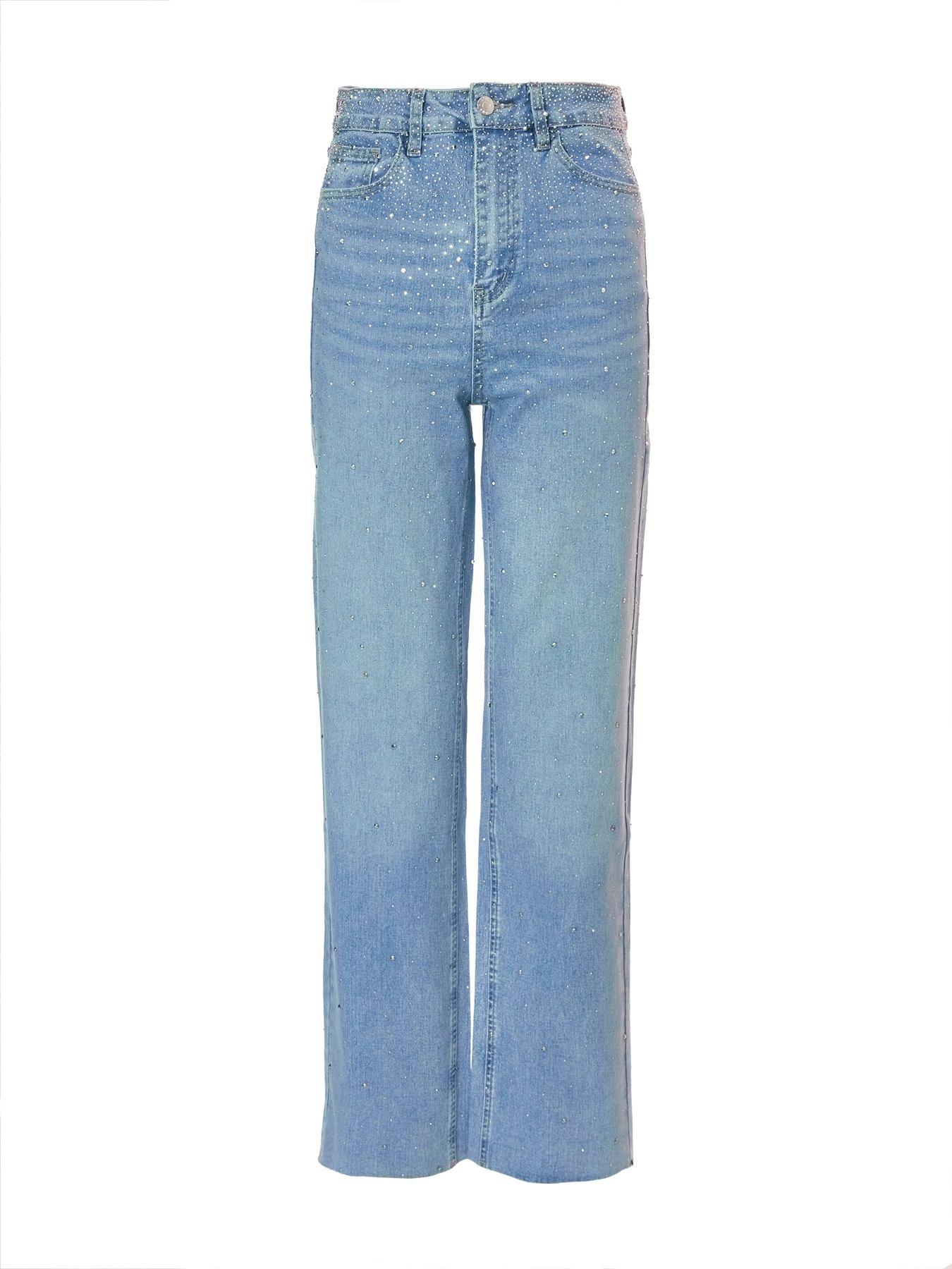  image of quiz-light-denim-embellished-jeans