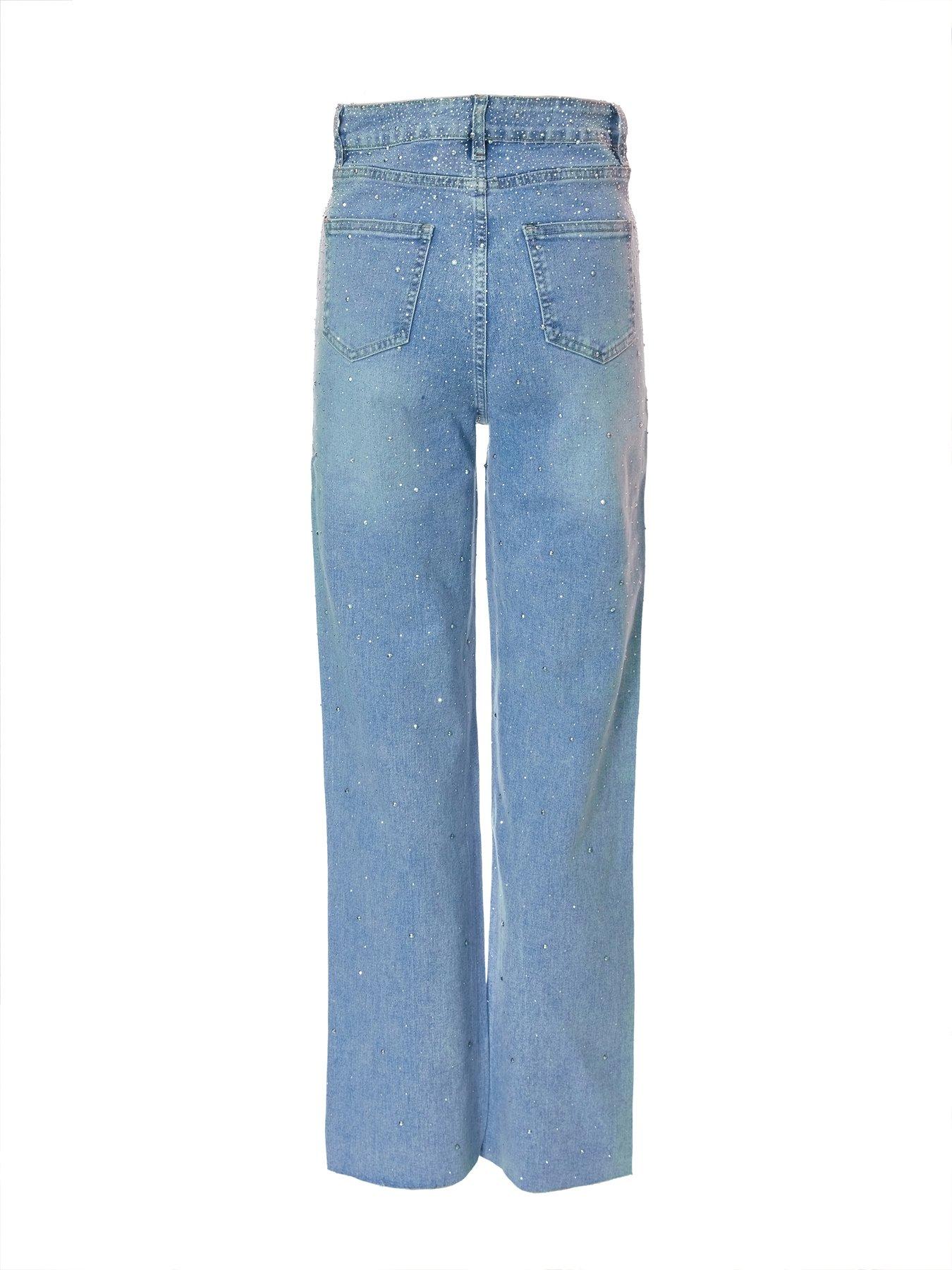  image of quiz-light-denim-embellished-jeans