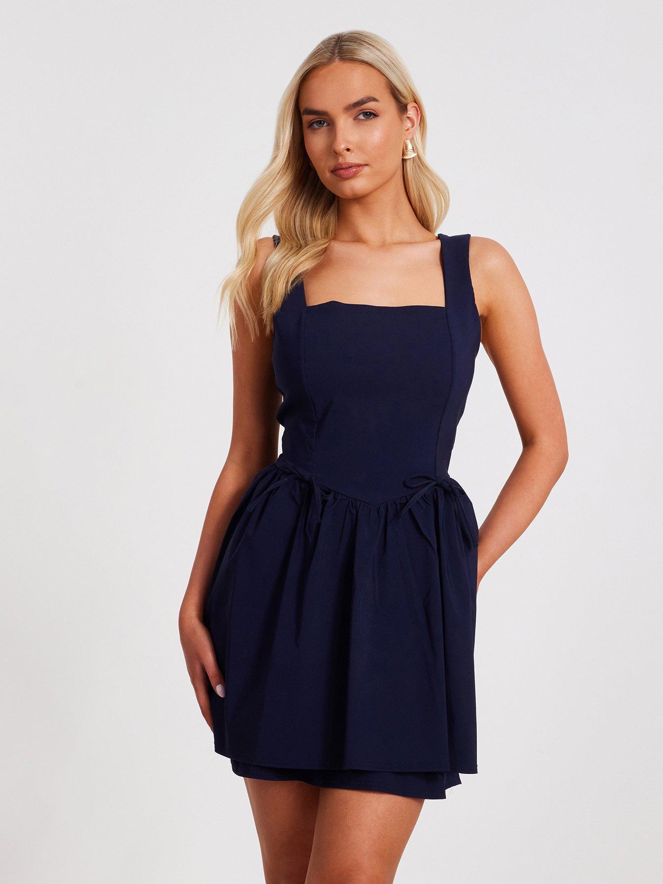 quiz-navy-layered-mini-dress