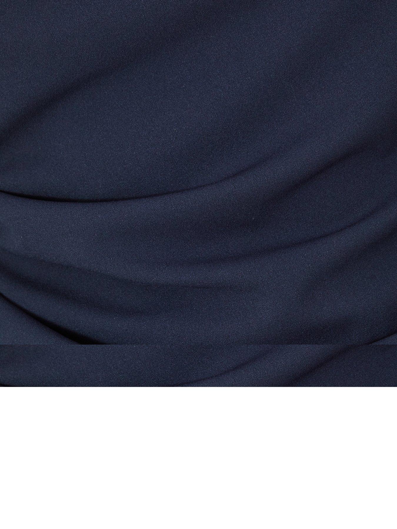  image of quiz-curve-navy-drape-neck-top
