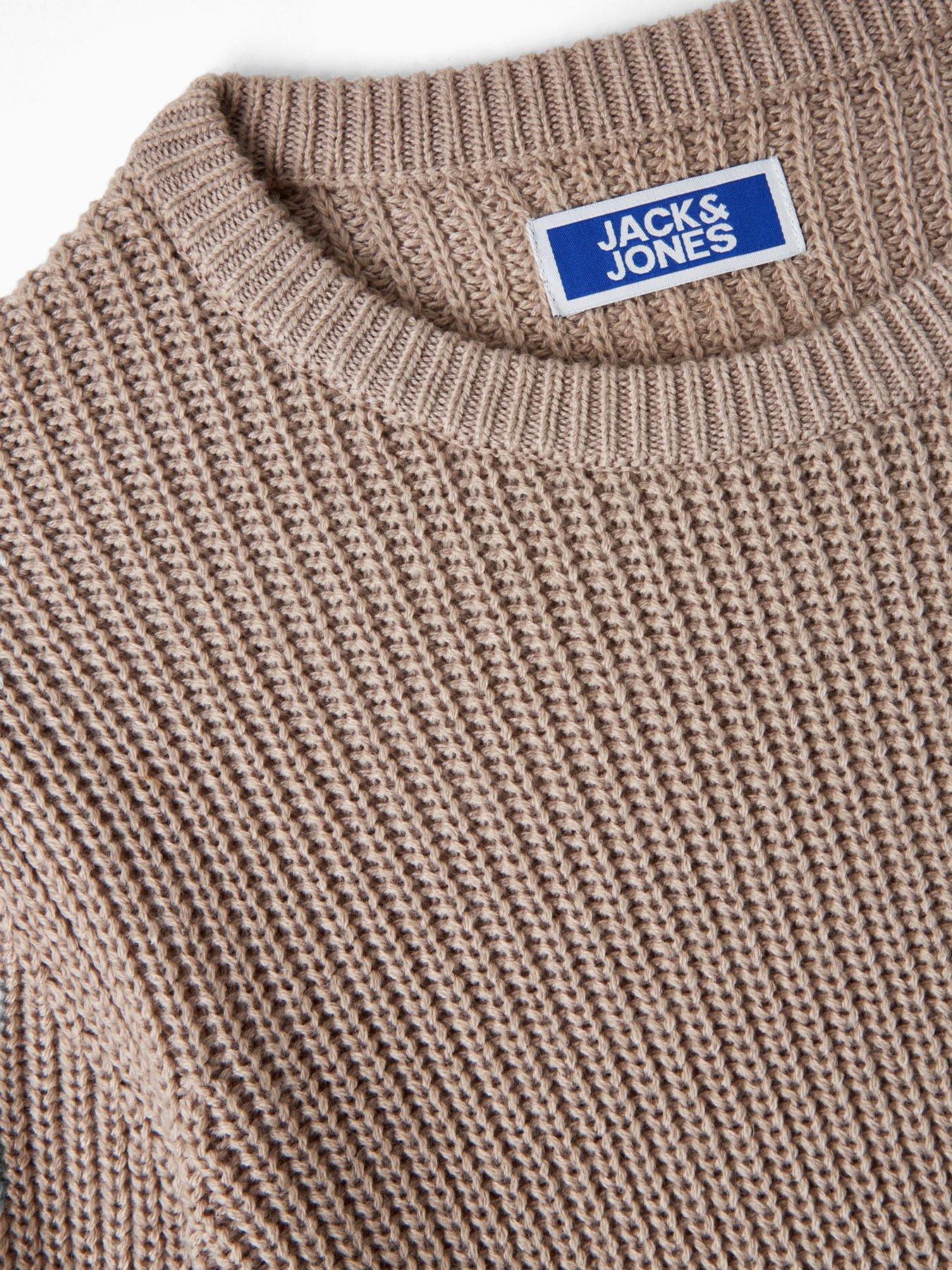  image of jack-jones-junior-boys-kaito-knitted-jumper-beige