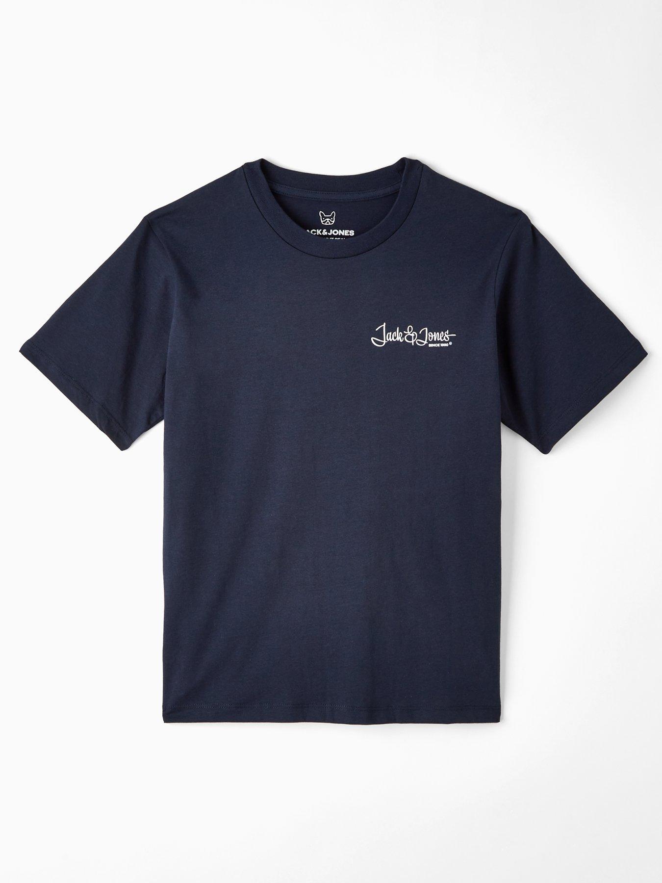  image of jack-jones-junior-boys-yuki-studio-back-print-short-sleeve-t-shirt-navy