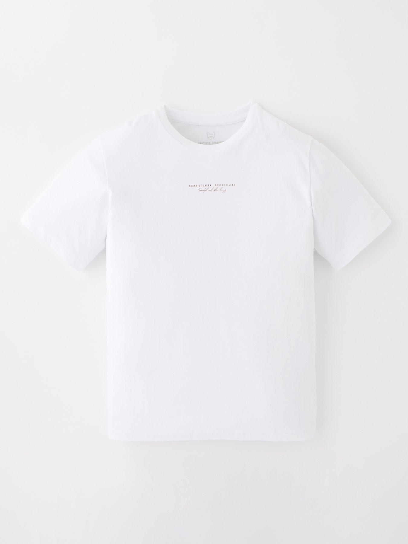 Jack & Jones Junior Boys Kenji Back Print Short Sleeve T-Shirt - White