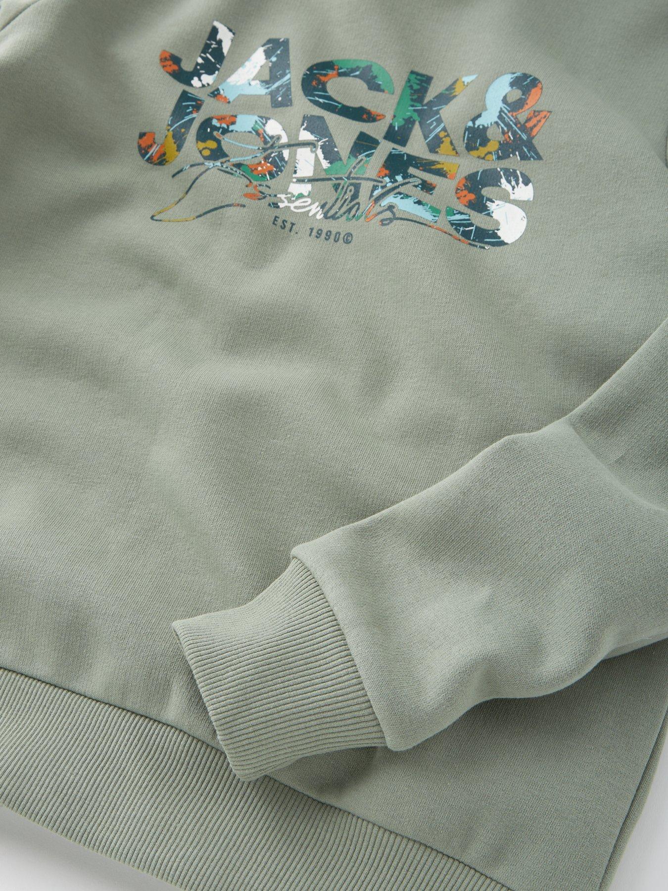 Image 4 of 7 of Jack & Jones Junior Boys Printed Hoody - Iceberg - Green