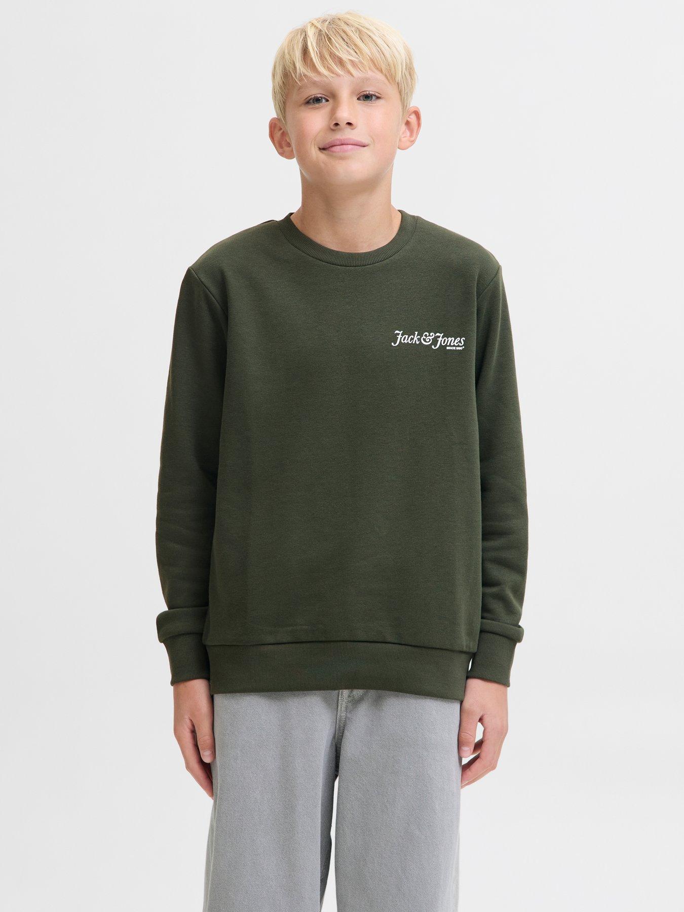 front image of jack-jones-junior-boys-yuki-studio-back-print-sweat-khaki