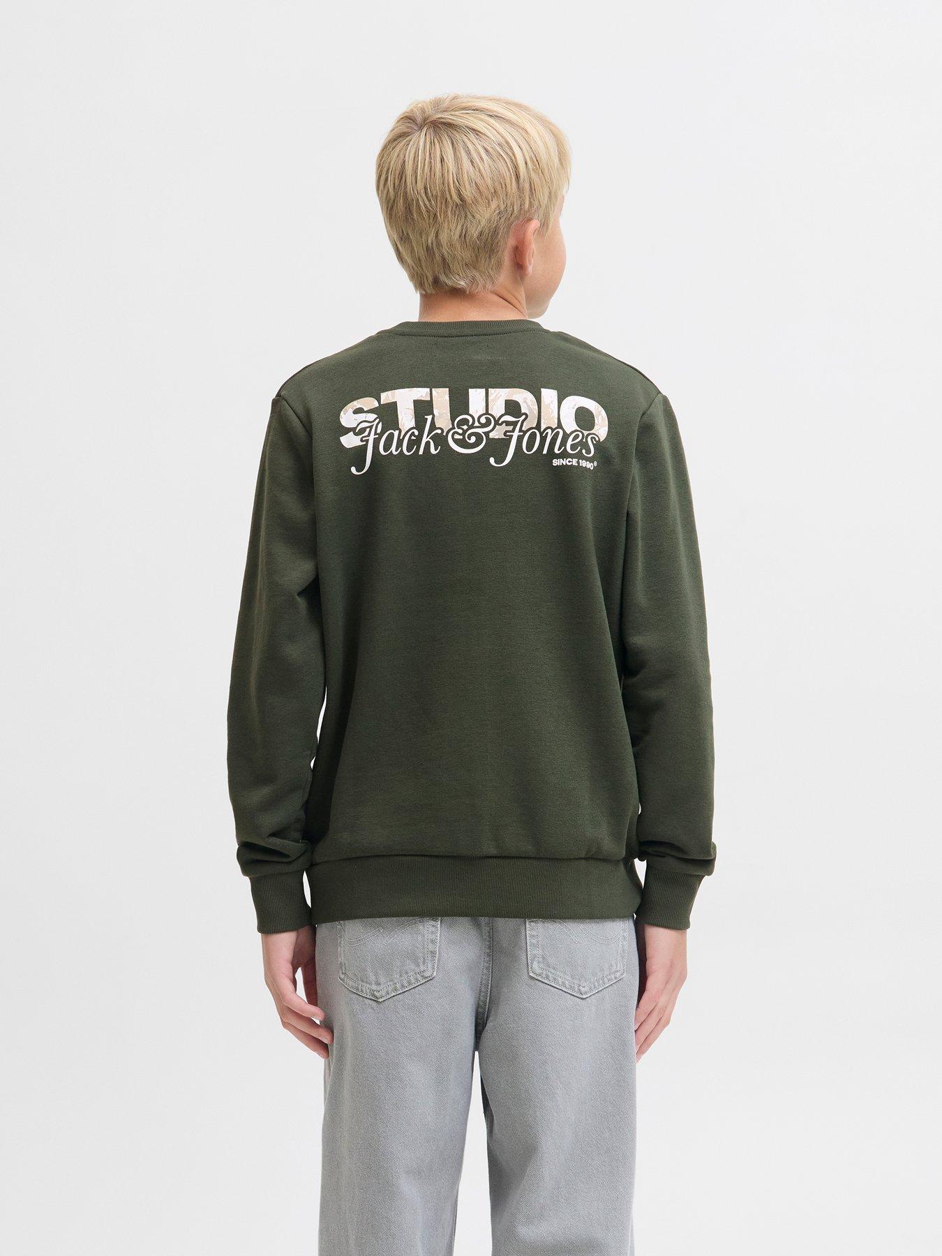  image of jack-jones-junior-boys-yuki-studio-back-print-sweat-khaki