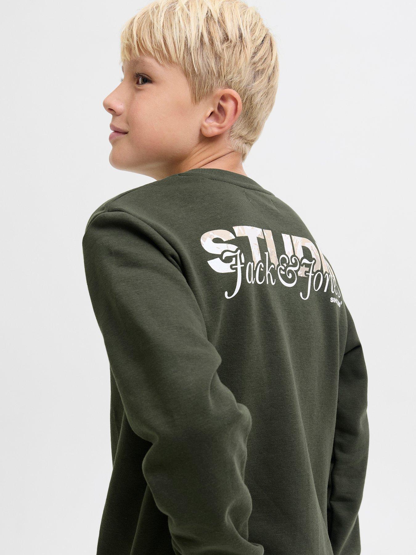  image of jack-jones-junior-boys-yuki-studio-back-print-sweat-khaki