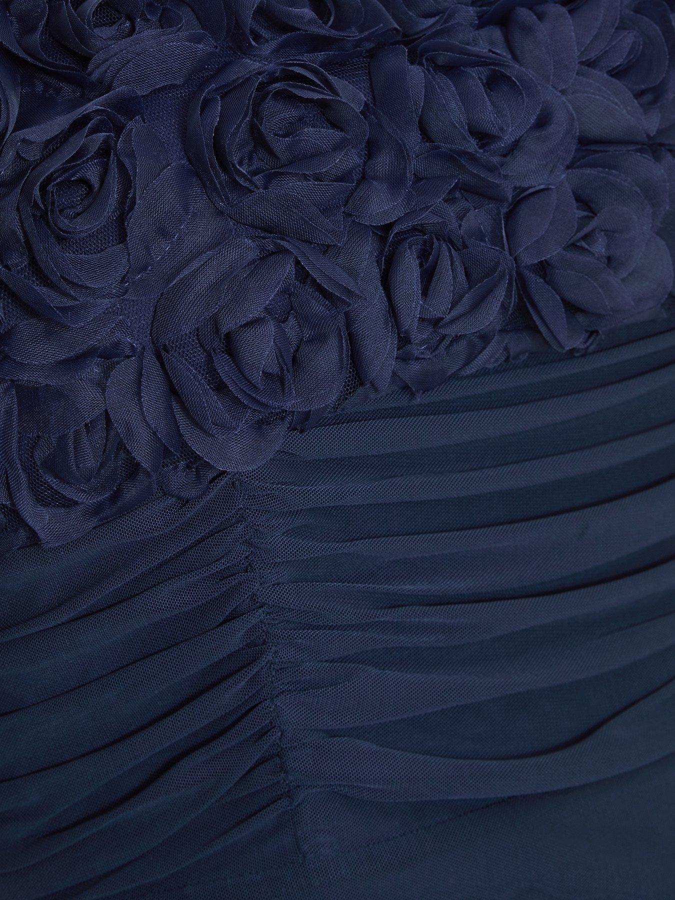  image of quiz-curve-navy-mesh-bardot-midaxi-dress