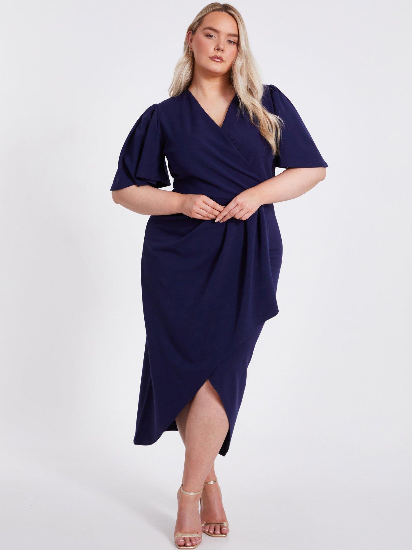 undefined Curve Navy Wrap Midi Dress