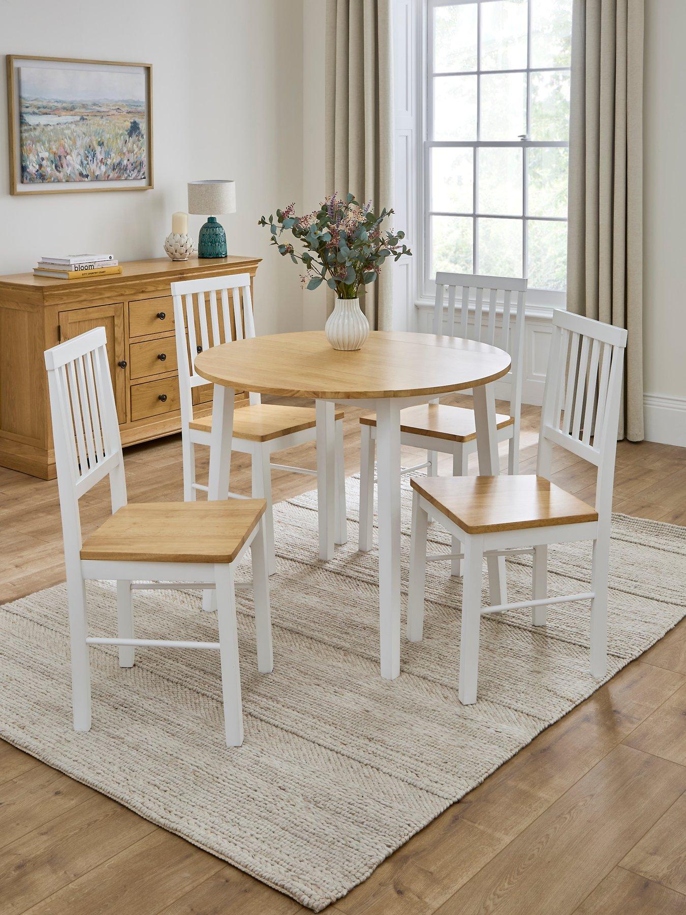 The Very Collection Michigan Drop Leaf Round Dining Table  &  4 Michigan Chairs - FSC® Certified