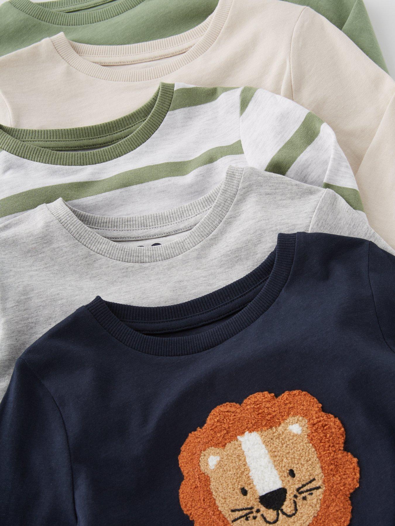 Image 4 of 4 of V by Very Boys Lion Character Long Sleeve 5 Pack T-shirts - Multi