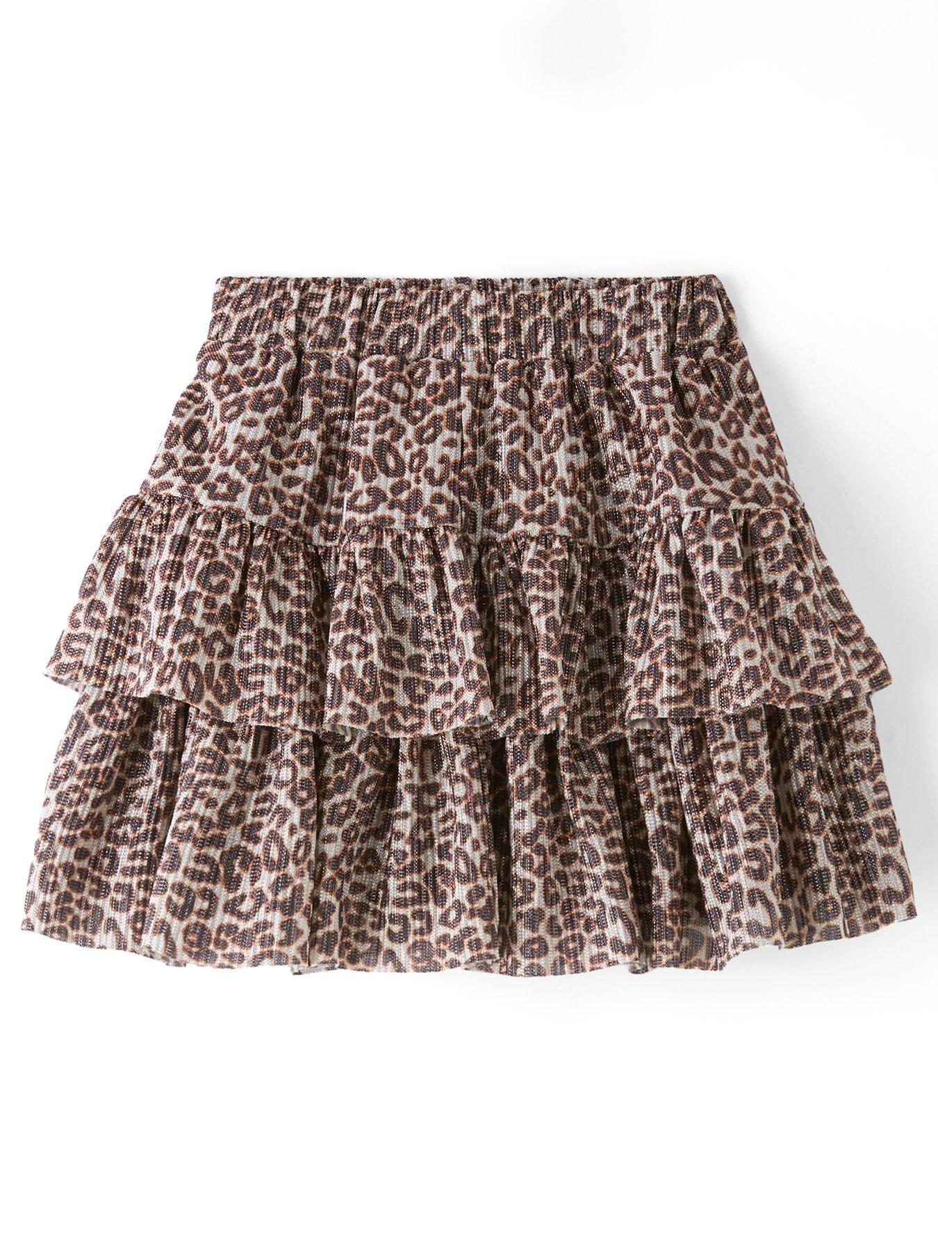 front image of the-very-collection-girls-tiered-animal-sparkle-skirt-print