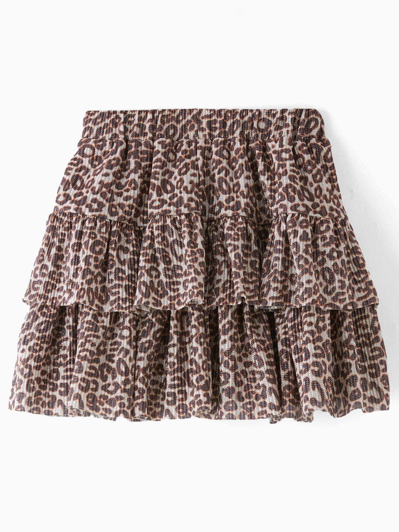 back image of the-very-collection-girls-tiered-animal-sparkle-skirt-print