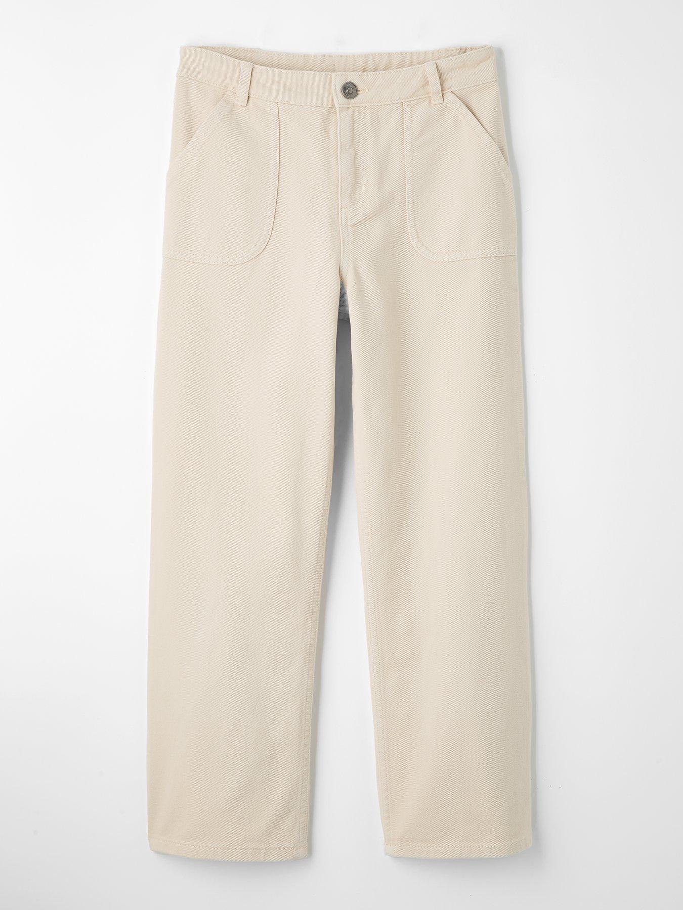  image of the-very-collection-girls-beige-twill-trousers-cream