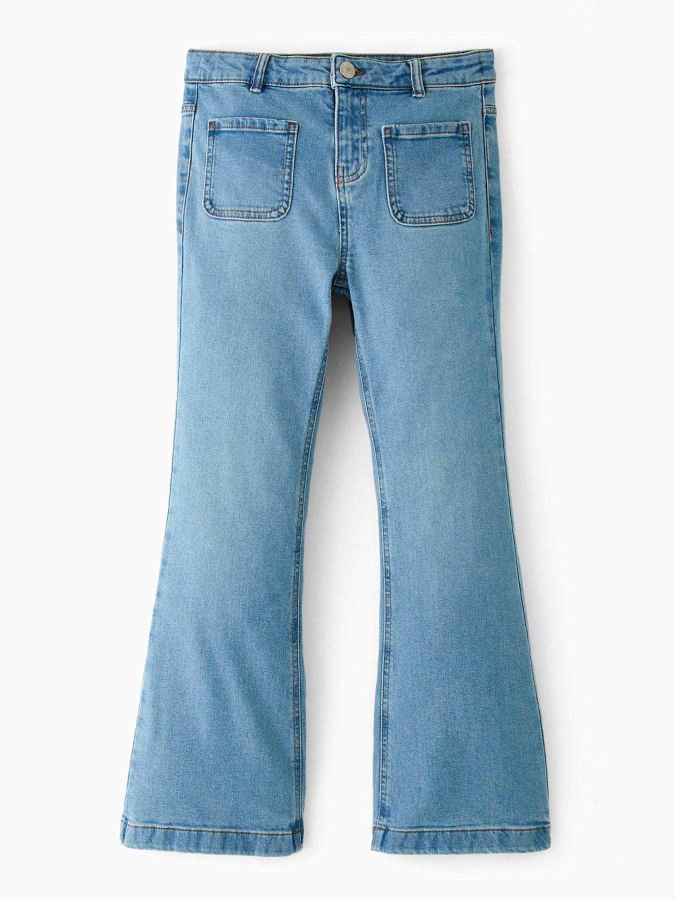 front image of the-very-collection-girls-pocket-front-flare-leg-jeans-mid-wash