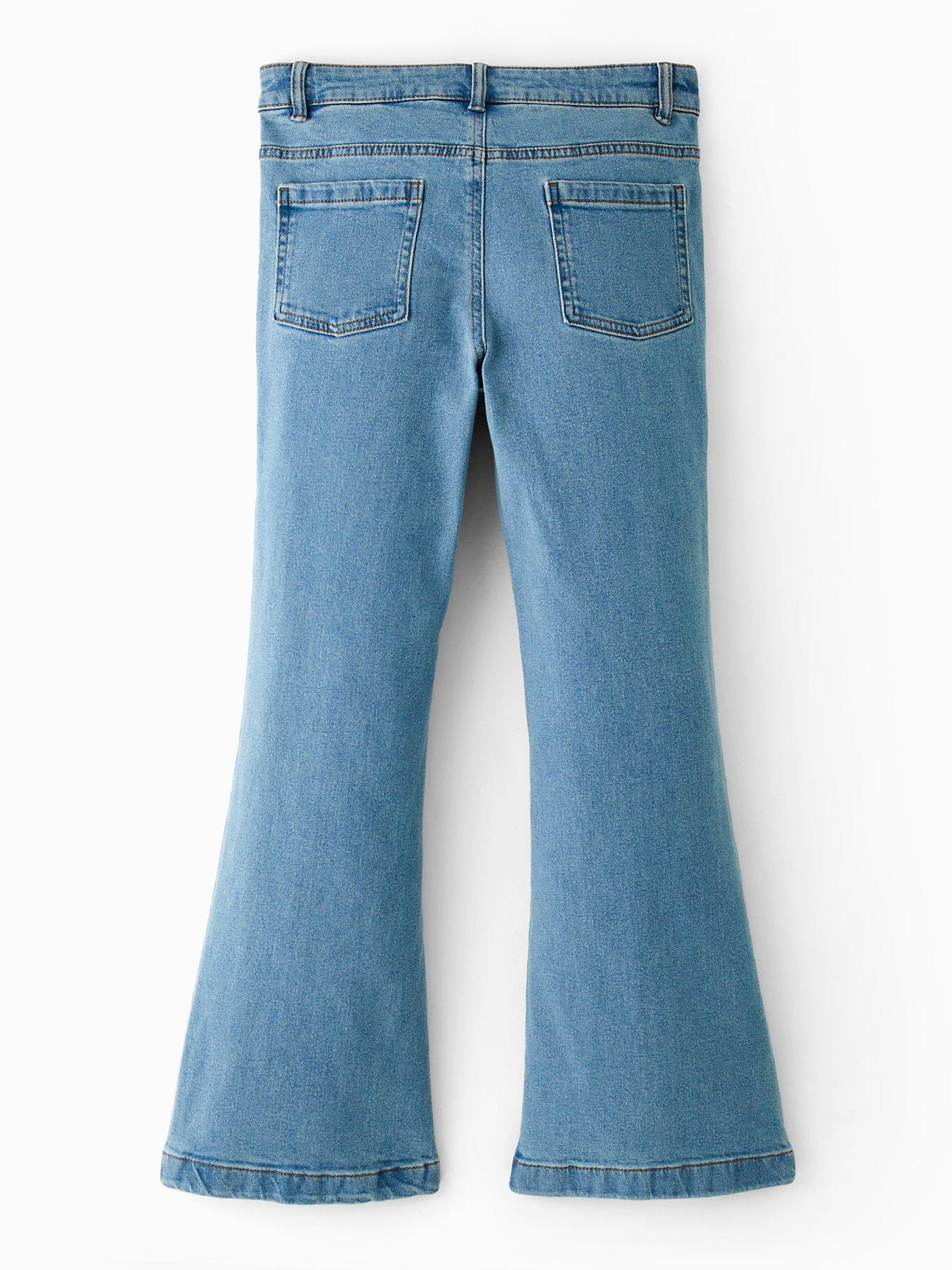 back image of the-very-collection-girls-pocket-front-flare-leg-jeans-mid-wash