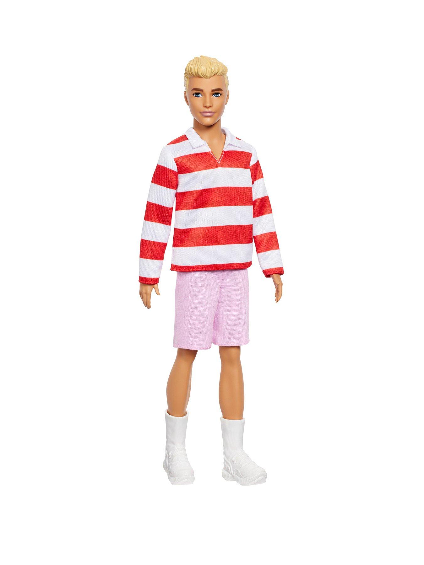 undefined Fashionistas Ken Doll #241 in Red Striped Top and Pink Shorts with White Sneakers, Blonde