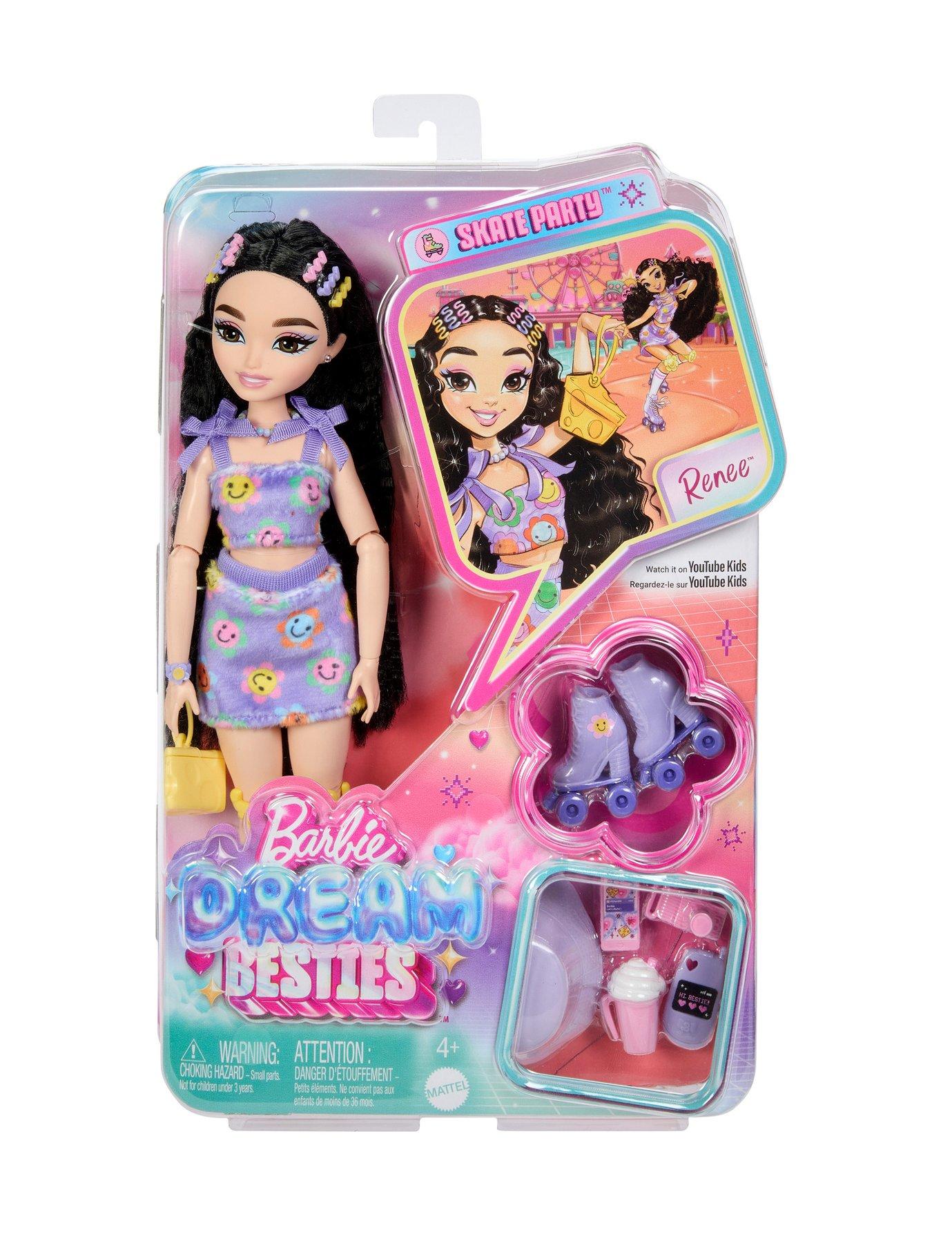 Image 5 of 5 of Barbie Dream Besties Barbie Renee Roller Skating Fashion Doll with 12 Video &amp; Food Themed Accessories