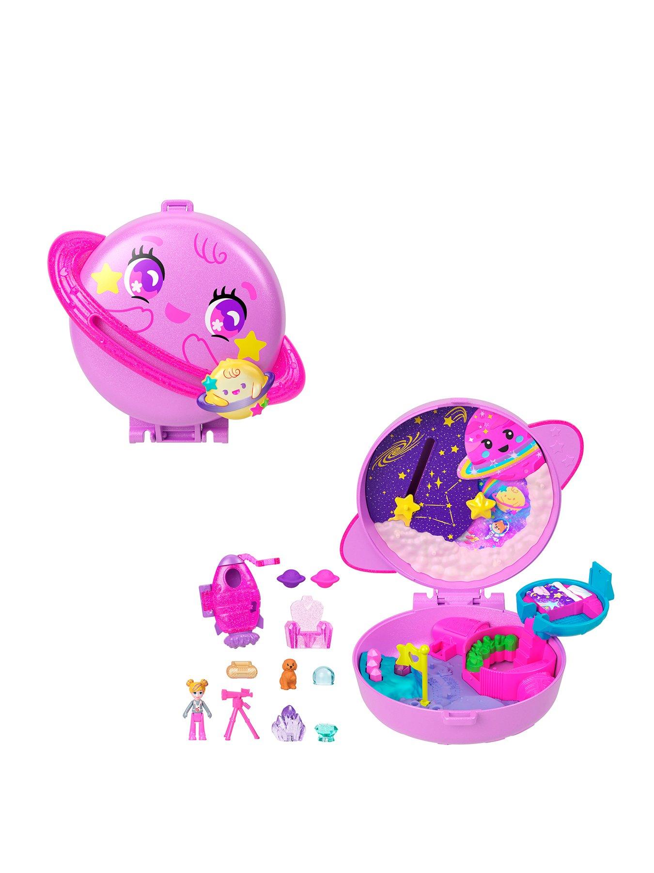 undefined Polly Pocket Planet Polly Compact Playset with 1 Micro Doll and Pet Puppy, Travel Toy with Themed Accessories