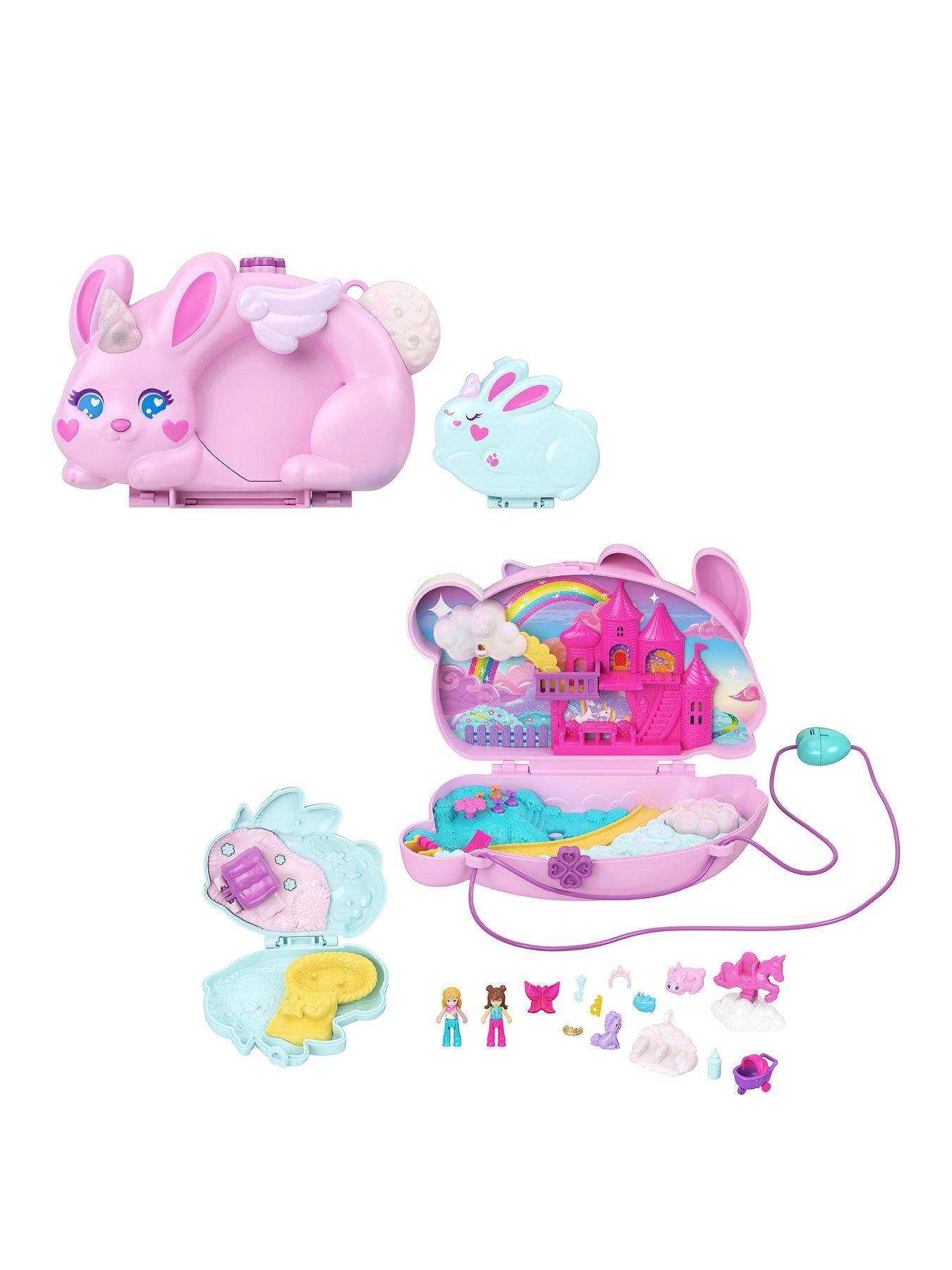undefined 2-in-1 Bunny Fun Compact, Wearable Purse Playset with 2 Dolls & 12 Accessories Including Pets