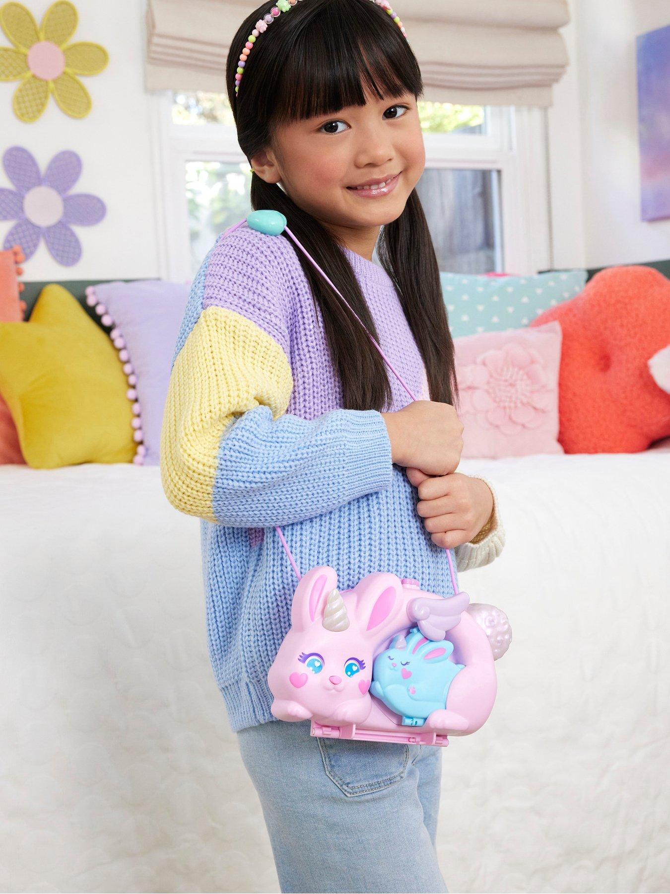 Image 3 of 8 of Polly Pocket 2-in-1 Bunny Fun Compact, Wearable Purse Playset with 2 Dolls & 12 Accessories Including Pets