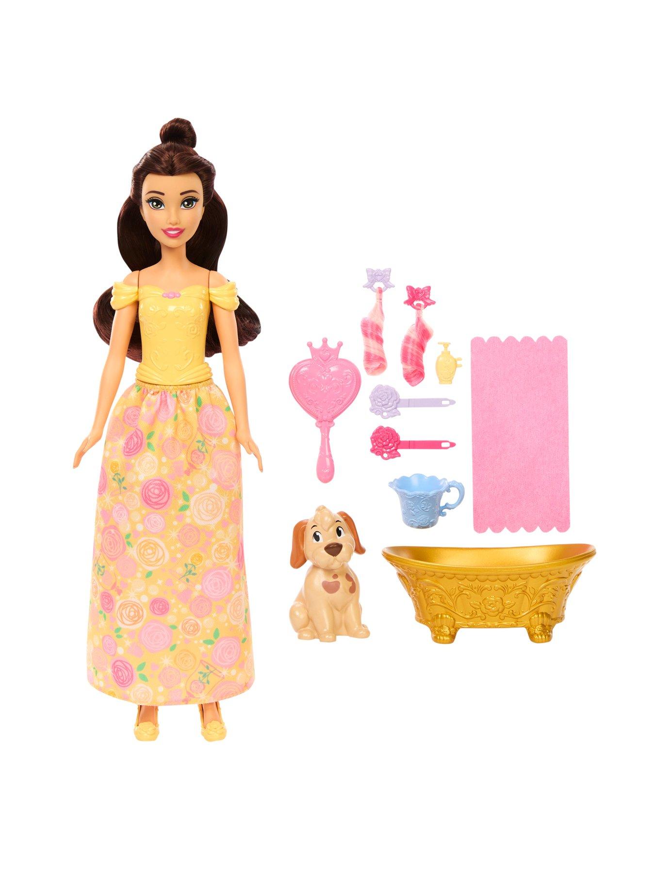 Image 2 of 6 of Disney Princess Bathe &amp; Brush Belle Fashion Doll &amp; Dog Figure with Color Change &amp; Accessories