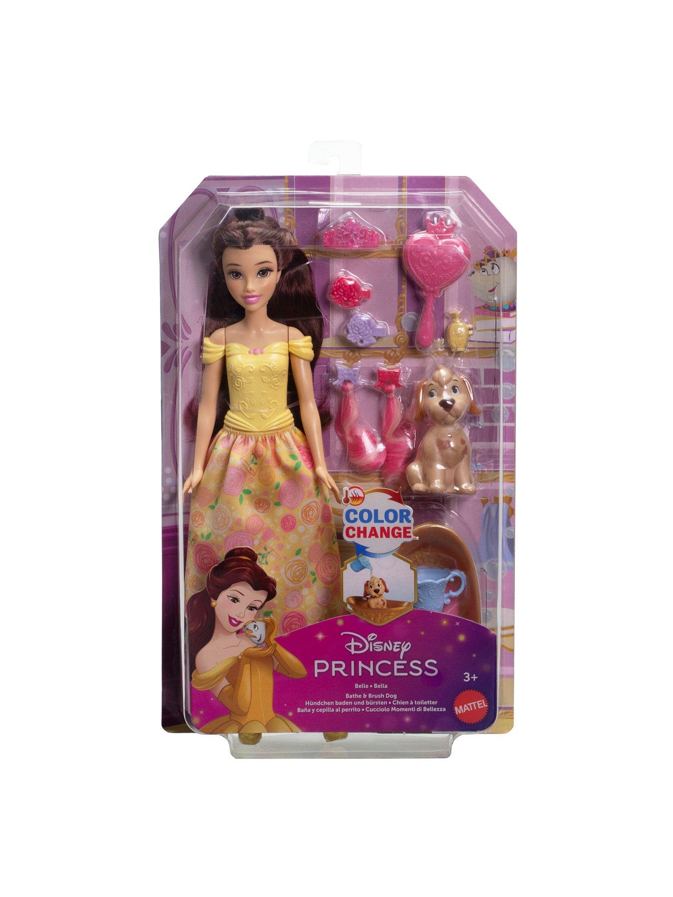 Image 6 of 6 of Disney Princess Bathe &amp; Brush Belle Fashion Doll &amp; Dog Figure with Color Change &amp; Accessories