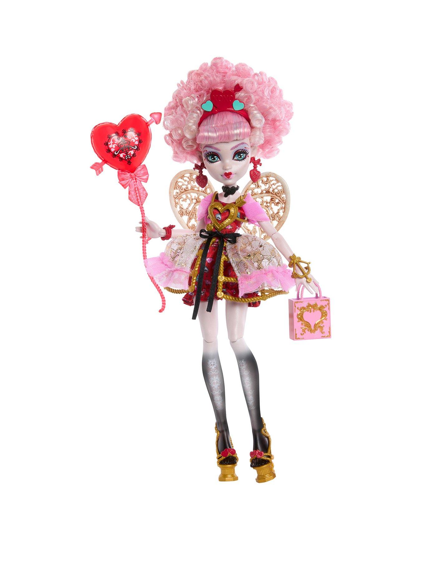 Image 1 of 7 of Monster High Scary Sweet Birthday Cupid Asteria Doll in Party Dress with Balloon &amp; Gift