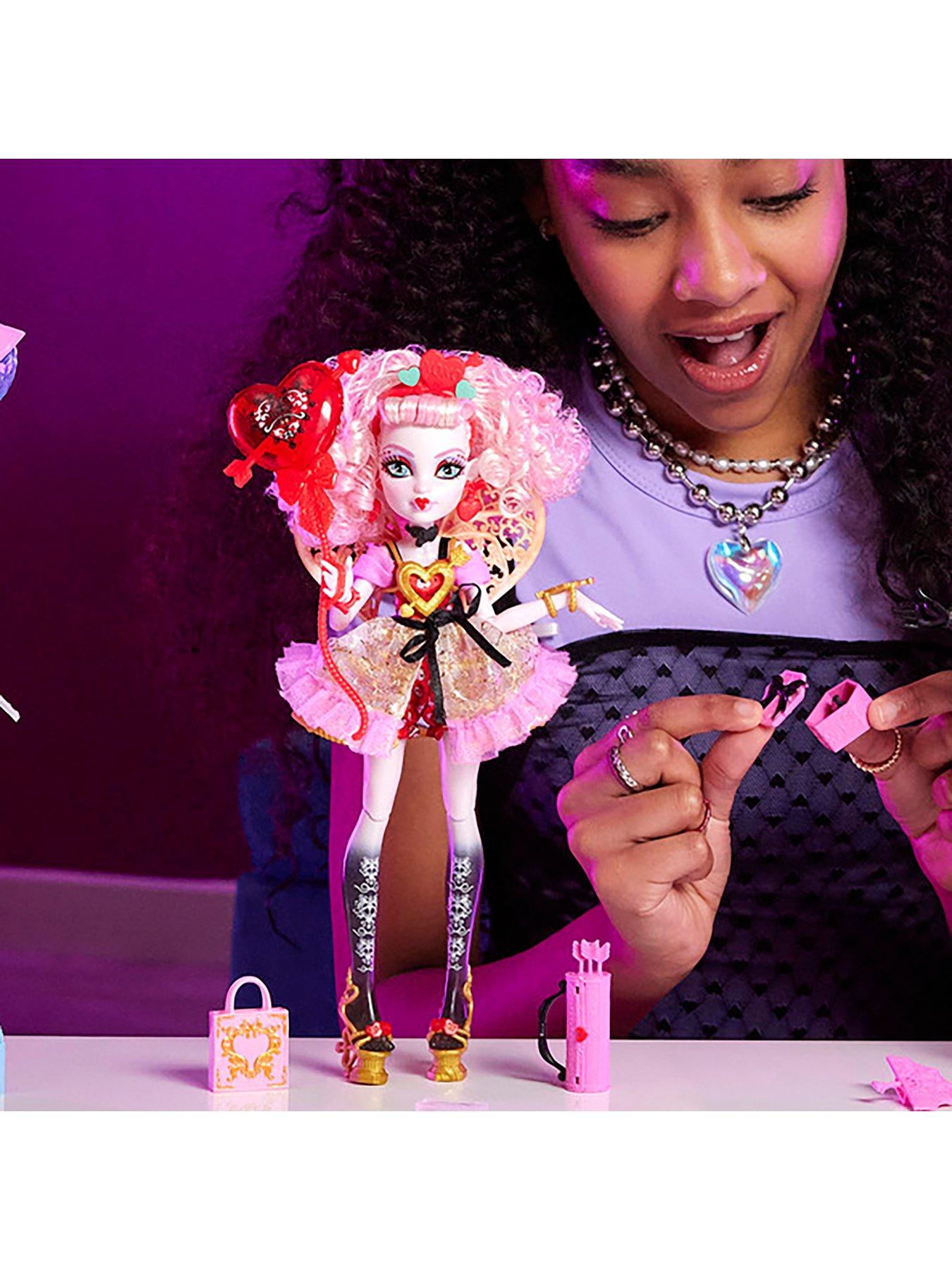 Image 2 of 7 of Monster High Scary Sweet Birthday Cupid Asteria Doll in Party Dress with Balloon &amp; Gift