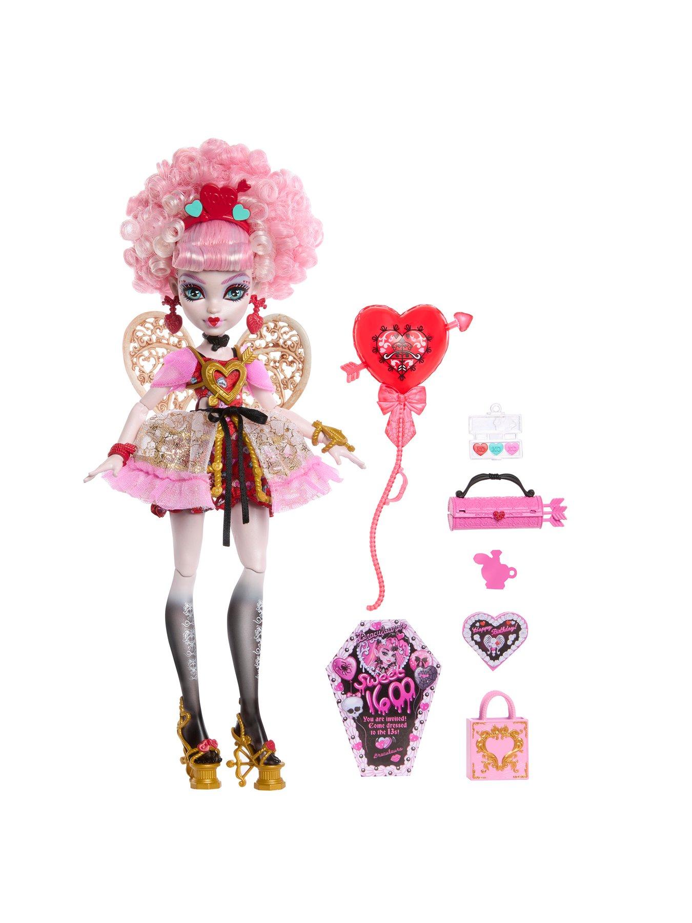 Image 3 of 7 of Monster High Scary Sweet Birthday Cupid Asteria Doll in Party Dress with Balloon &amp; Gift