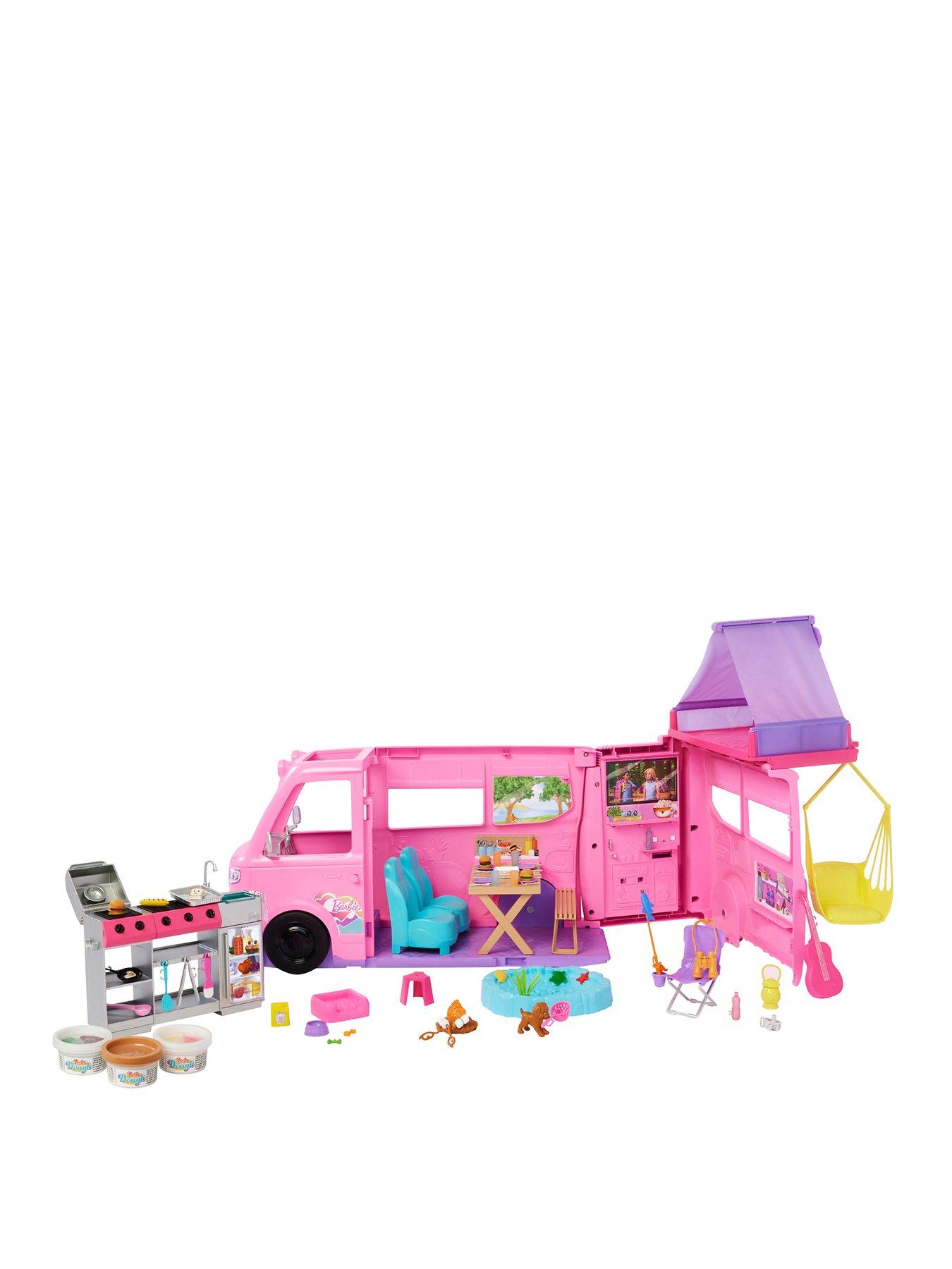 Barbie Dream Camper Playset with Roof Tent, BBQ Grill with Colour-Change Feature  &  60+ Accessories